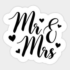 mr and mrs sticker with hearts