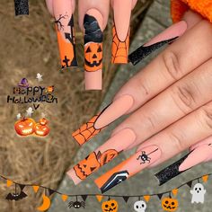 Ballet Nails, Halloween Press On Nails, Nails Coffin Short, Nagel Tips, Nail Forms, Nails Halloween, Halloween Nail Designs