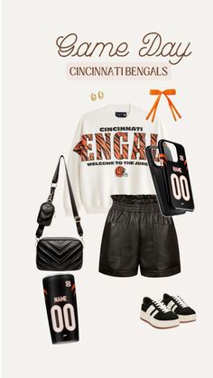 Get ready for game day with our Cincinnati Bengals NFL game day outfit ideas! From stylish jerseys to comfortable hoodies and trendy accessories, we’ve curated the perfect looks to help you showcase your Bengals pride. Personalize your outfit with your name and favorite player’s number for that extra flair. Whether you’re at Paycor Stadium or cheering from home, you’ll look fantastic while supporting the Bengals this NFL season! Nfl Game Day Outfit, Day Outfit Ideas, Comfortable Hoodies, Game Day Outfit, Business Outfits Women, Nfl Games, Nfl Season, Team Jersey, Gameday Outfit