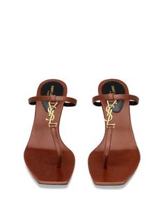 Saint Laurent Cassandra Sandals in Smooth Leather Luxury Leather Footbed Slingback Sandals With Open Heel, Luxury Calf Leather Sandals For Formal Occasions, Luxury Alligator Leather Sandals For Summer, Luxury Leather Footbed Sandals For Formal Occasions, Classy Shoes, Smooth Leather, Leather Shoes, Saint Laurent, Pick Up