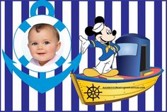 a baby in a sailor's outfit is next to an image of mickey mouse