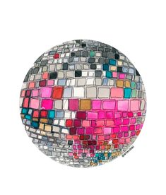 a disco ball with many different colored squares on it