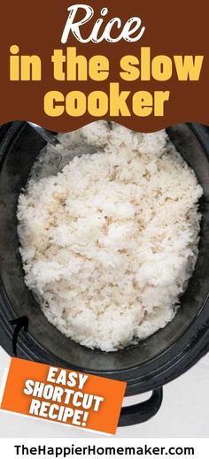 rice in the slow cooker with text overlay