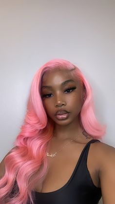 Pretty Wigs, Pink Outfit Ideas, Hair Colorful, Wig Colors, Birthday Hairstyles, Pink Wig, Hair Laid, Front Lace Wigs Human Hair, Baddie Hairstyles