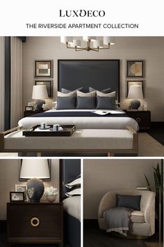 the riverside apartment collection is designed to look like an elegant bedroom