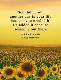 a sunflower field with the words god didn't add another day in your life because