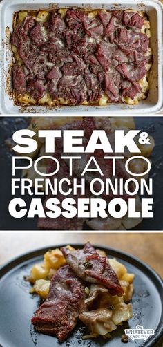 steak and potato french onion casserole is shown