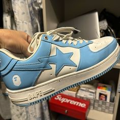 Like New Bapesta Shoes. Color Blue Size 9.5 Mens. Great Quality And Lightly Worn. Bape Sta Shoes, Shoes Bape, Bapesta Shoes, Bape Shoes, Bape Sta, Shoes Color, Men's Shoes, Color Blue, Like New