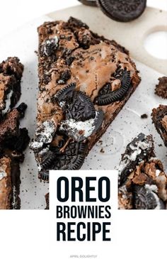 oreo brownies recipe on a white plate