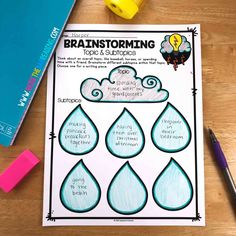 an image of a water cycle worksheet with markers and pencils on the table