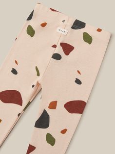 Our Terrazzo leggings are the capsule wardrobe essentials. 100% organic ribbed cotton, 190g. Made of super-soft ribbed cotton, they will keep your little one comfortable all day. They look great with any of our sweatshirts and tees. Organic zoo clothes are unisex and are made to be mixed and matched effortlessly. Designed in the UK. Made in Europe. Please use the size chart link above to help you find the right size. Please remember that the age information is a guideline, so it is always best to measure your child. Playful Cotton Leggings For Loungewear, Cotton Leggings For Everyday Fall Wear, Playful Cotton Leggings For Fall, Kids Dungarees, Terrazzo Print, Gender Neutral Style, Beach Rompers, Fisherman Pants, Capsule Wardrobe Essentials