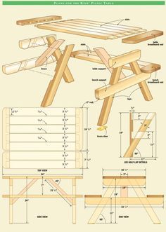 the plans for a picnic table are shown