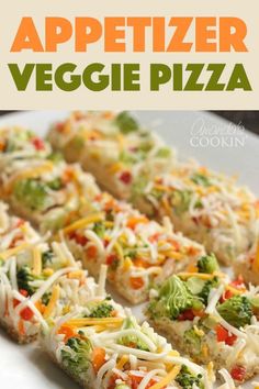 this appetizer veggie pizza is loaded with cheese and broccoli