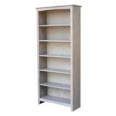 PRICES MAY VARY. DURABLE CONSTRUCTION: This International Concepts Shaker Bookcase is crafted from solid wood to ensure long-lasting durability, and is finished with a stunning washed grey taupe. VERSATILE DESIGN: The bookcase includes six shelves, three of which are adjustable, so you can customize it to fit your storage needs for books, magazines, audible devices, plants or whatever else. PERFECT DIMENSIONS: This piece of furniture measures 32"W x 12"D x 72"H with storage shelves measuring 28. Simple Bookcase, Unfinished Furniture, 5 Shelf Bookcase, Tall Bookcases, Cube Bookcase, White Bookcase, Etagere Bookcase, Concept Home, Standing Shelves