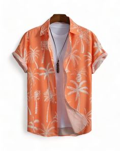 Orange Hawaiian Shirt with Palm Tree print Festival Mode, Festival Outfits Rave, Icelandic Sweaters, Rave Fashion, Rave Outfit, Rave Outfits, Accessories Jacket, Burning Man, Honolulu