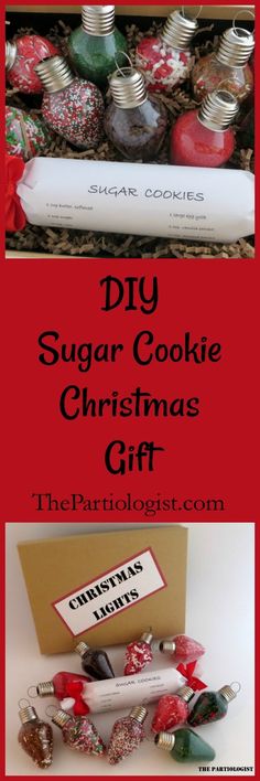 some cookies and other items are in a box with the words diy sugar cookie christmas gift