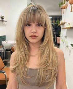 Long Hair Half Up Half Down With Bangs, Butterfly Haircut With Full Bangs, Midi Length Hairstyles, Mid Length Hair With Fringe Bangs, Hidden Bangs, Hair With Wispy Bangs, Bang Inspo, 2024 Haircut, Layered Haircuts With Bangs