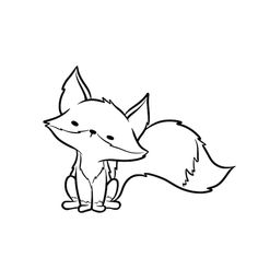 a black and white drawing of a fox