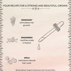 Defend against hair loss and thinning with our Hair Growth Elixir, an all natural blend of extra strength herbs in raw, unrefined oils that penetrate deep into the hair follicle, increasing circulation that stimulates hair growth. Essential Herbs & Why We Love Them Rosemary: stimulates hair growth by improving blood circulation around hair follicle Nettles: naturally rich in silica and sulfur that help improve hair healthy by combatting hair loss and strengthening the hair shaft Fenugreek: has a Holistic Esthetician, Rosemary Hair Growth, Herbal Hair Growth, Hair Elixir, Harpers Ferry, Herbal Hair, Embrace Nature, Hair Treatments, Hair Healthy