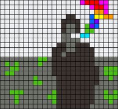 a pixellated image of a man with a rainbow on his head