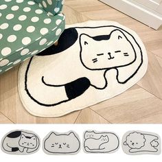 cat rugs on the floor with polka dots