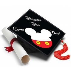 a mickey mouse graduation cap and tassel