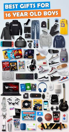 See over 675 gifts for 16 year old boys for Birthdays and Christmas. Tons of ideas - Electronic, games and car gift ideas. Here are the best gift ideas for 16 year old teenage boys. Birthday Presents For Teens, Best Gifts For Boys, Cool Gifts For Teens, Teenager Gifts, Gifts For Teen Boys, Birthday Gifts For Teens, Games For Teens