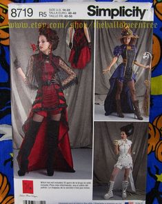 the front and back pages of an adult women's costume