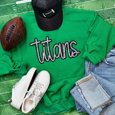 Gildan heavy blend 50% cotton, 50% polyester. Unisex fit. Cheap Casual Sweatshirt With Team Name, Titans Football, Sequined Sweatshirt, Sequin Patch, Spirit Wear, Team Name, School Mascot, Branded Sweatshirts, Team Names