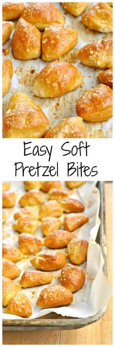 easy soft pretzel bites on a baking sheet