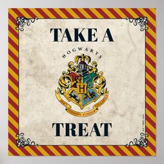 the hogwarts crest on an old harry potter poster