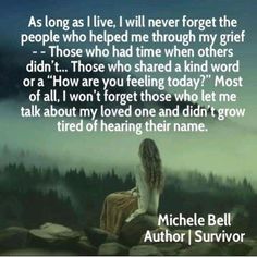 a woman sitting on top of a pile of rocks with the words michael bell above her