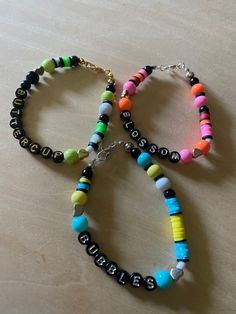 Handmade power puff girls friendship bracelets Bff Bracelets For 3 Bffs, Disney Bracelet Diy, Best Friend Bracelet Ideas, 3 Bffs, Bracelets Bff, Girls Bracelets, Girls Friendship, Power Puff Girls, Pop Ideas