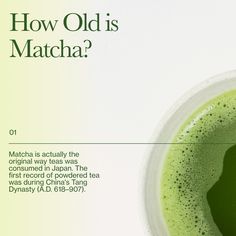 an advertisement for matcha green tea with information about the product and its ingredients in it