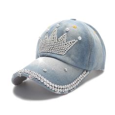 Queen Denim Baseball Cap Denim Cowboy, Baseball Cap Summer, Manual Design, Crown Pattern, Cute Caps, Round Hat