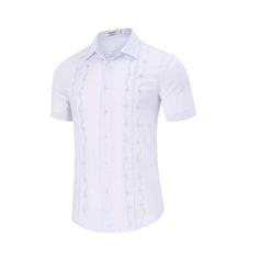 SOFT MATERIAL - The casual summer shirts with soft and breathable fabric, give you comfortable and nature skin feel.It's the key to unlocking your coolest summer outfits FASHIONABLE DESIGN - The beach shirts designed with button collar, short sleeve, solid color, regular fit cut, and decorative embroidery add a little bit of fashion to your outfits OCCASIONS - The short sleeve button shirts is a great choice for beach, daily wear, wedding, vacation, camping trips, party, dating, work or school c Beach Shirt Design, Decorative Embroidery, Guayabera Shirt, Button Shirts, Cool Summer Outfits, Linen Shirts, Shirt Embroidery, Mens Short Sleeve Shirt, Casual Summer Shirts