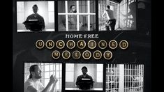 a black and white photo with the words home free on it, surrounded by images of people in jail cells