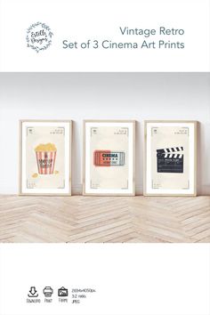 This set of 3 retro vintage movie cinema art prints is perfect to decorate your home theatre, TV room, kitchen or home bar and would also make a great housewarming gift or be an ideal present for movie lovers.
Comes as an instant digital download or in various print sizes. Home Theatre Wall Art, Movie Lounge Ideas, Retro Movie Theater Decor, Popcorn Poster, Cinema Room Decor, Movie Themed Rooms, Cinema Painting, Gifts For Movie Lovers, Cinema Gift