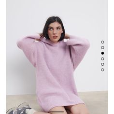 New Zara Dress Casual Purple Winter Dresses, Casual Pink Fall Dress, Casual Pink Mini Dress For Winter, Pink Casual Oversized Dress, Oversized Hooded Winter Dress, Casual Pink Long Sleeve Mini Dress, Casual Oversized Pink Dress, Oversized Cozy Dress For Spring, Casual Pink Winter Dresses