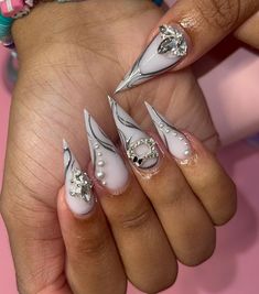 Nail Sets, Dream Nails, Mani Pedi, Nail Inspo, Piercings, Nails, White