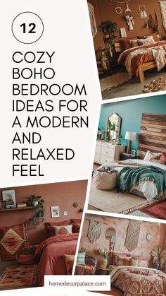 the collage shows different types of bedroom decor