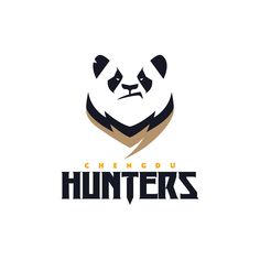 a panda bear with the word hunters on it's chest and an image of a head