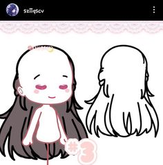 an animated drawing of two women with long hair