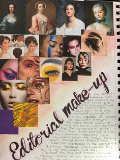 Makeup Sketchbook, Makeup Portfolio Ideas, Makeup Portfolio Book, Make Up Portfolio Ideas Makeup Artists, Makeup Artist Career, College Makeup, Makeup Collage, Mood Board Fashion Inspiration