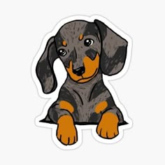 a cartoon dachshund dog sticker