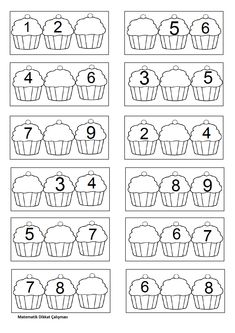 worksheet for numbers 1 - 10 with cupcakes in the middle and one missing