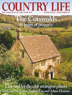 the cover of country life magazine with an image of a farm house in the background