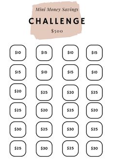 a printable game with the words challenge $ 500 on it