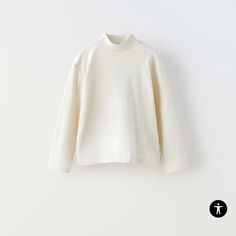 Zara 4-5 Yes Long Sleeve Tee Zara Long Sleeve Tops In Solid Colors, Winter Cotton Tops By Zara, Zara Cotton Tops For Winter, White Zara Top For Winter, Winter Solid Color Tops By Zara, Zara White Winter Top, Winter White Zara Top, Zara Shirt, Long Sleeve Tee