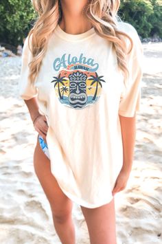 This Hawaii T-Shirt is the perfect way to bring a piece of paradise into your wardrobe! Made with soft, breathable fabric, this t-shirt features a vibrant design with a Tiki mask ans palm trees, inspired by the beauty of Hawaii. Whether you're planning a tropical getaway or just want to add some island flair to your daily outfits, this t-shirt is sure to make a statement. Available in a range of sizes, it makes a great gift for anyone who loves the Aloha spirit! 🖤 Comfort Colors introduces the Palm Tree Shirt, Hawaii Summer, Tiki Mask, Beachy Style, Aloha Spirit, Aloha Hawaii, Tree Shirt, Lifestyle Inspiration, Vibrant Design